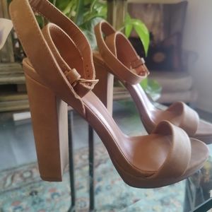 Tan ankle strap sandals